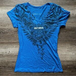 Harley-Davidson Vivid Blue Tee with Black Design
